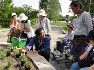 公園で行われる一般市民・障がい者が一体となって健康改善をはかる園芸